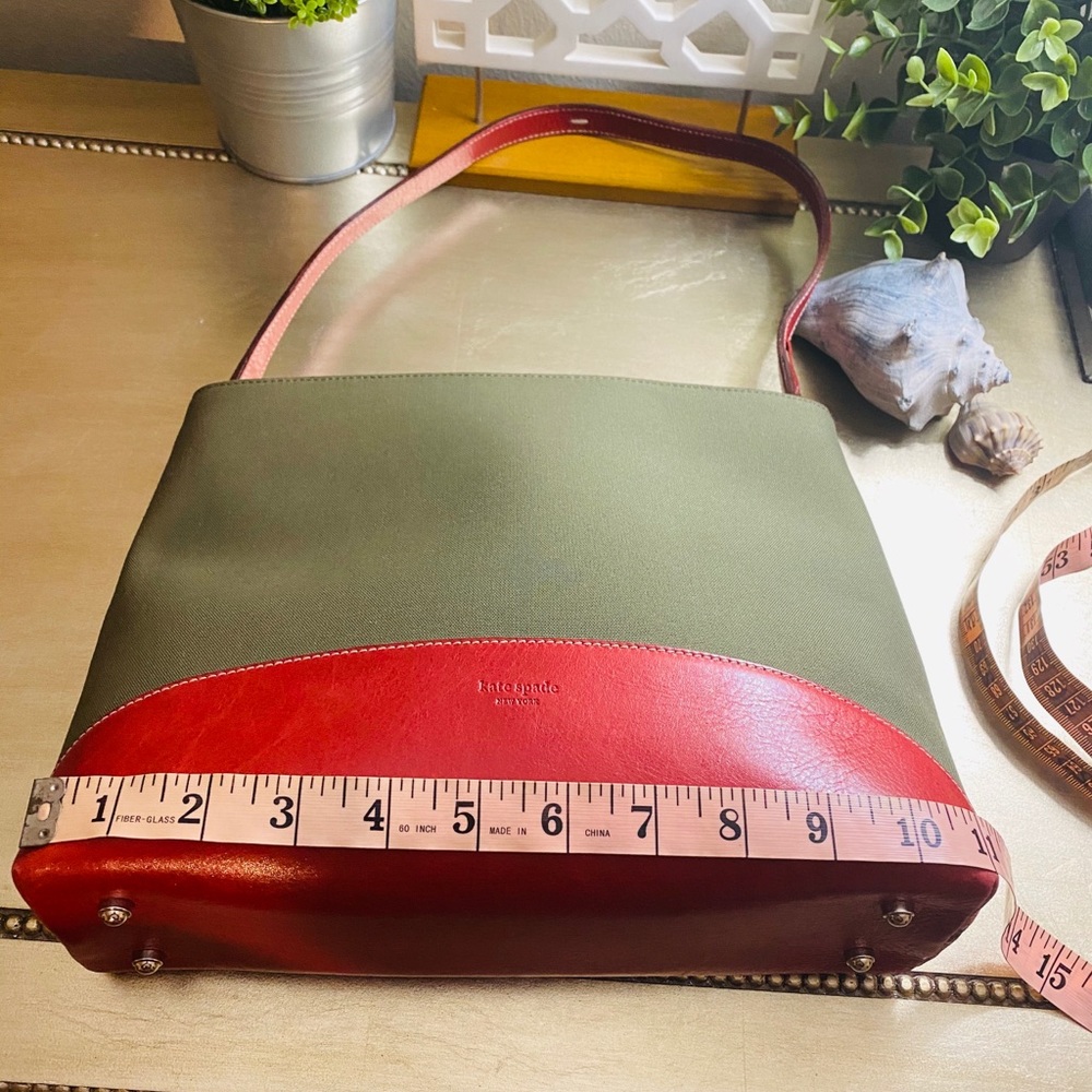 KATE SPADE RED & ARMY GREEN PURSE - Picture 7 of 8